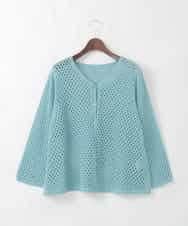 PJSGD22360 CHRISTIAN AUJARD Lサイズ(クリスチャン・オジャール Lサイズ) 【大きいサイズ】リネンライクニットカーディガン ライトブルー