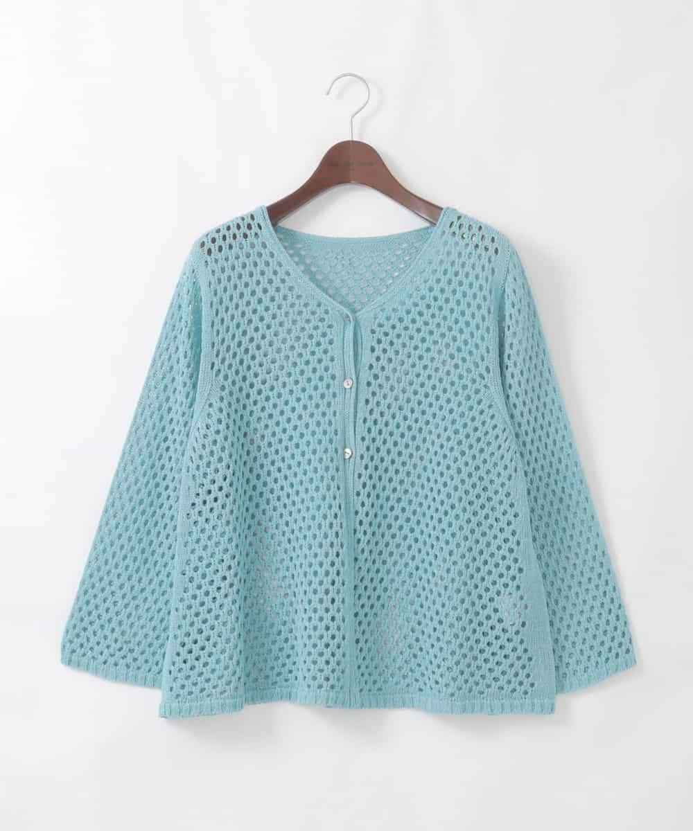 PJSGD22360 CHRISTIAN AUJARD Lサイズ(クリスチャン・オジャール Lサイズ) 【大きいサイズ】リネンライクニットカーディガン ライトブルー