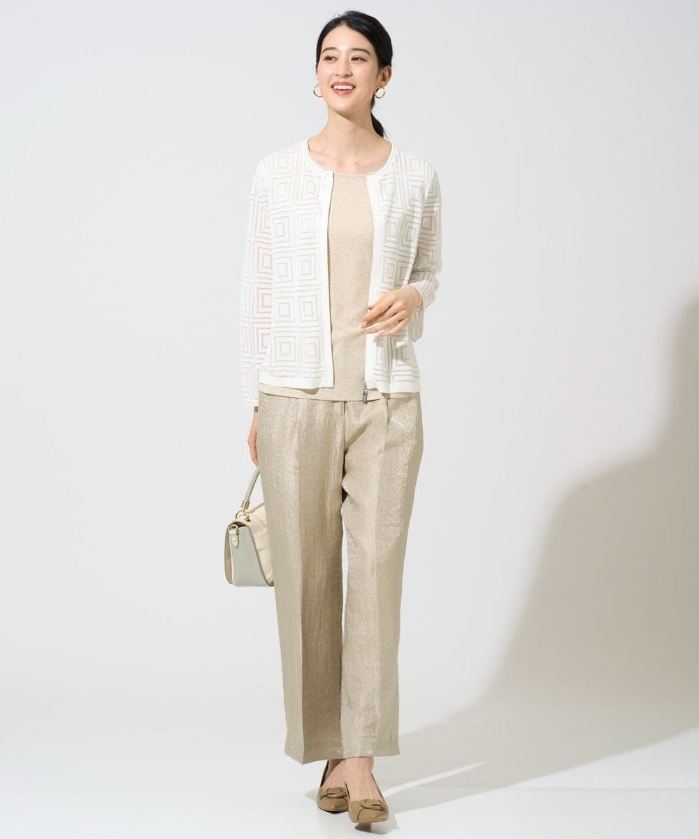 PJSGE10520 CHRISTIAN AUJARD Lサイズ(クリスチャン・オジャール Lサイズ) 【大きいサイズ】スクエアージャカード羽織り アイボリー