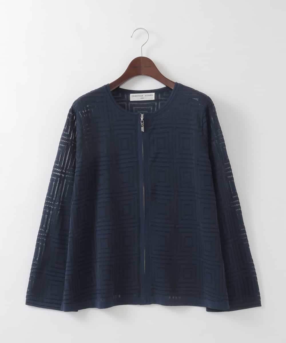 PJSGE10520 CHRISTIAN AUJARD Lサイズ(クリスチャン・オジャール Lサイズ) 【大きいサイズ】スクエアージャカード羽織り ネイビー