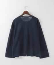 PJSGE10520 CHRISTIAN AUJARD Lサイズ(クリスチャン・オジャール Lサイズ) 【大きいサイズ】スクエアージャカード羽織り ネイビー