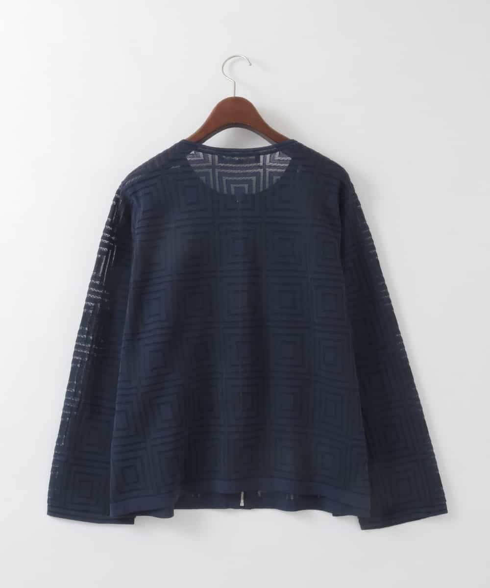 PJSGE10520 CHRISTIAN AUJARD Lサイズ(クリスチャン・オジャール Lサイズ) 【大きいサイズ】スクエアージャカード羽織り ネイビー