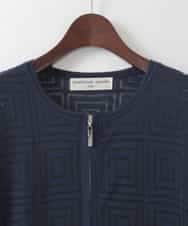 PJSGE10520 CHRISTIAN AUJARD Lサイズ(クリスチャン・オジャール Lサイズ) 【大きいサイズ】スクエアージャカード羽織り ネイビー