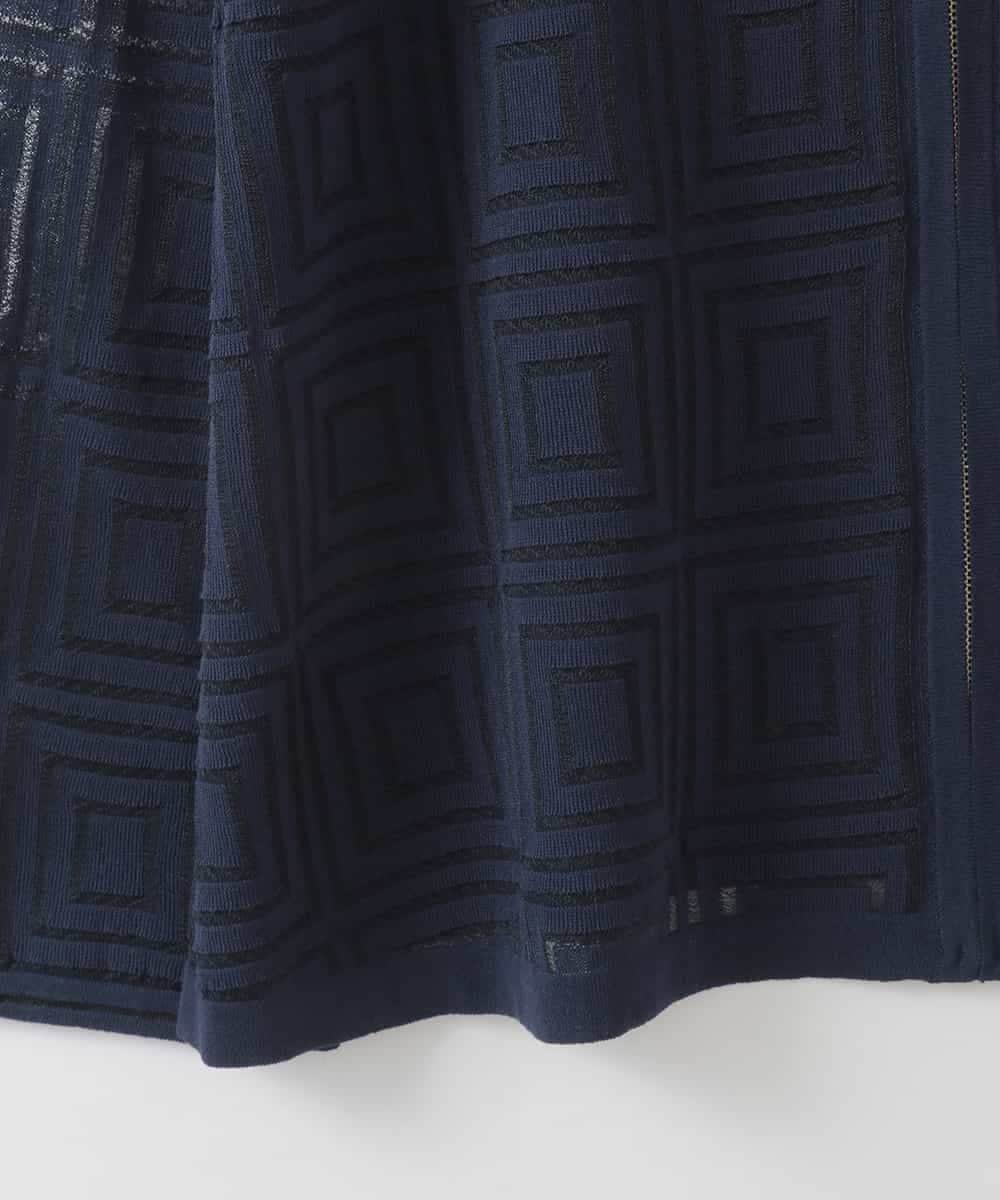 PJSGE10520 CHRISTIAN AUJARD Lサイズ(クリスチャン・オジャール Lサイズ) 【大きいサイズ】スクエアージャカード羽織り ネイビー