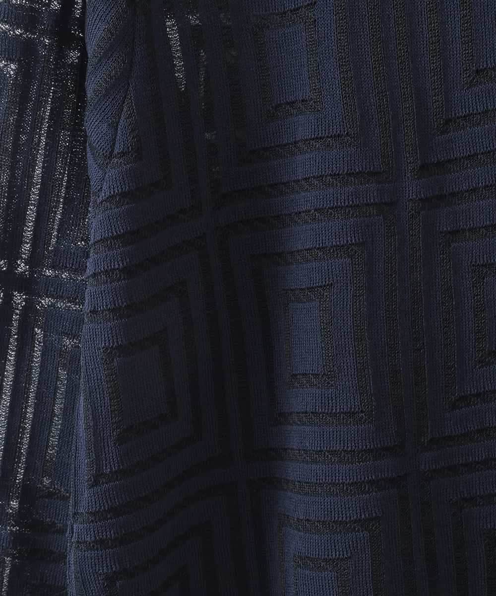 PJSGE10520 CHRISTIAN AUJARD Lサイズ(クリスチャン・オジャール Lサイズ) 【大きいサイズ】スクエアージャカード羽織り ネイビー