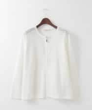 PJSGE10520 CHRISTIAN AUJARD Lサイズ(クリスチャン・オジャール Lサイズ) 【大きいサイズ】スクエアージャカード羽織り アイボリー