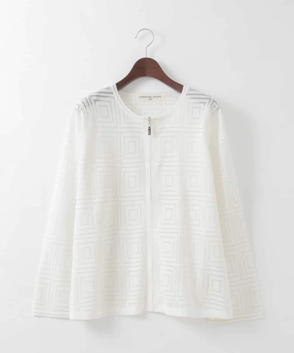 PJSGE10520 CHRISTIAN AUJARD Lサイズ(クリスチャン・オジャール Lサイズ) 【大きいサイズ】スクエアージャカード羽織り アイボリー