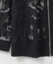 PJSHD01520 CHRISTIAN AUJARD Lサイズ(クリスチャン・オジャール Lサイズ) 【大きいサイズ】チュール刺繍ジップ羽織り ブラック