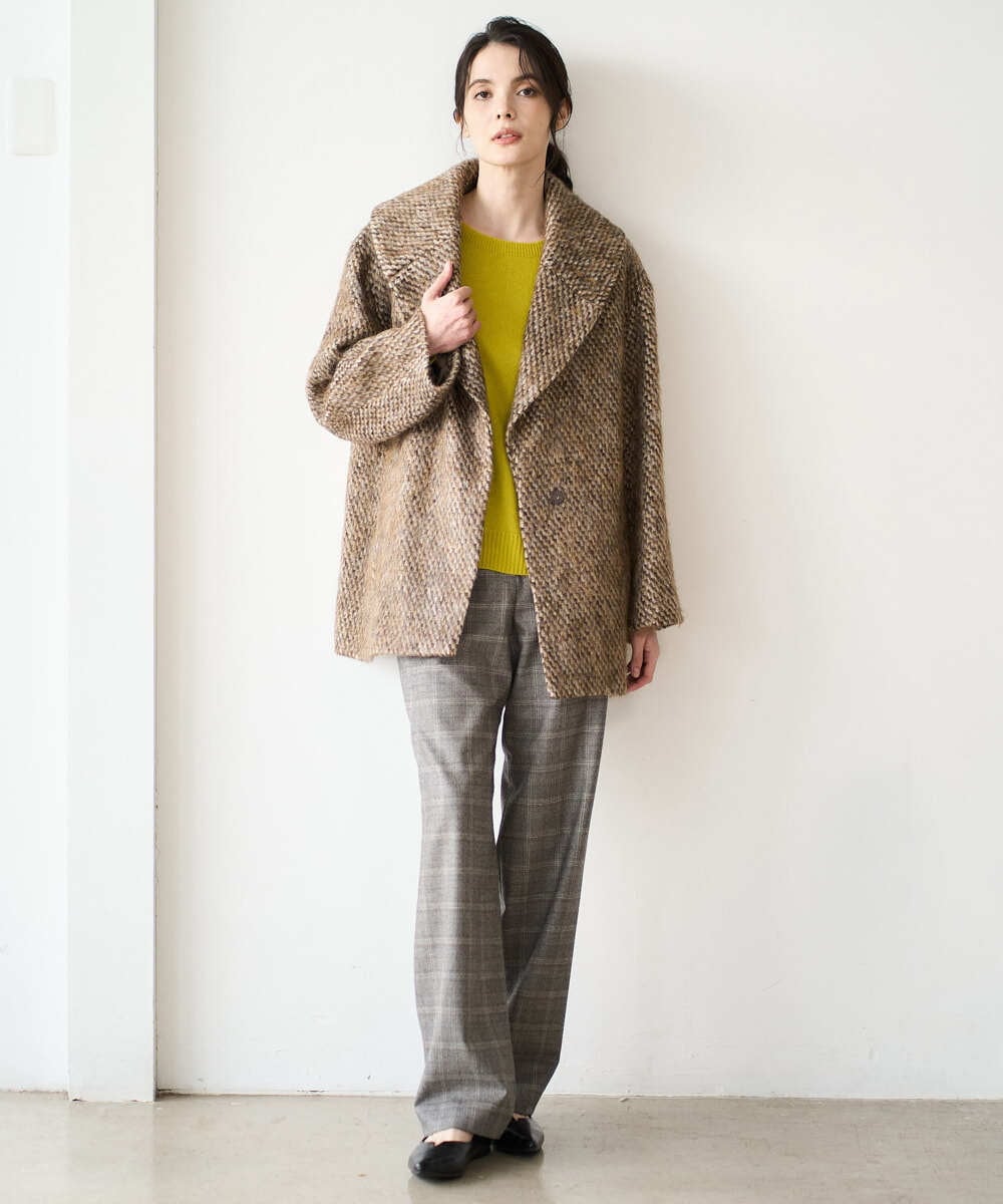 PJUAD30820 CHRISTIAN AUJARD Lサイズ(クリスチャン・オジャール Lサイズ) 【大きいサイズ】シャギーオーバーコート ブラウン