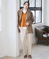 PJUAD30820 CHRISTIAN AUJARD Lサイズ(クリスチャン・オジャール Lサイズ) 【大きいサイズ】シャギーオーバーコート ブラウン