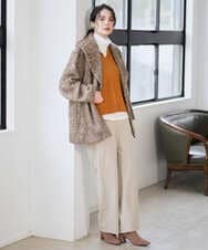 PJUAD30820 CHRISTIAN AUJARD Lサイズ(クリスチャン・オジャール Lサイズ) 【大きいサイズ】シャギーオーバーコート ブラウン