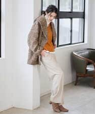 PJUAD30820 CHRISTIAN AUJARD Lサイズ(クリスチャン・オジャール Lサイズ) 【大きいサイズ】シャギーオーバーコート ブラウン