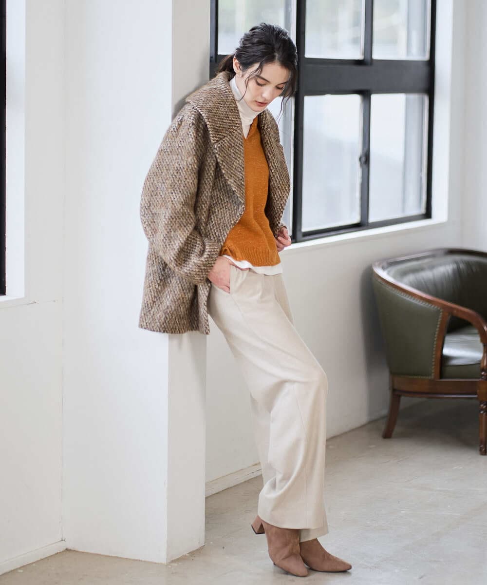 PJUAD30820 CHRISTIAN AUJARD Lサイズ(クリスチャン・オジャール Lサイズ) 【大きいサイズ】シャギーオーバーコート ブラウン