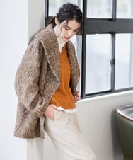 PJUAD30820 CHRISTIAN AUJARD Lサイズ(クリスチャン・オジャール Lサイズ) 【大きいサイズ】シャギーオーバーコート ブラウン