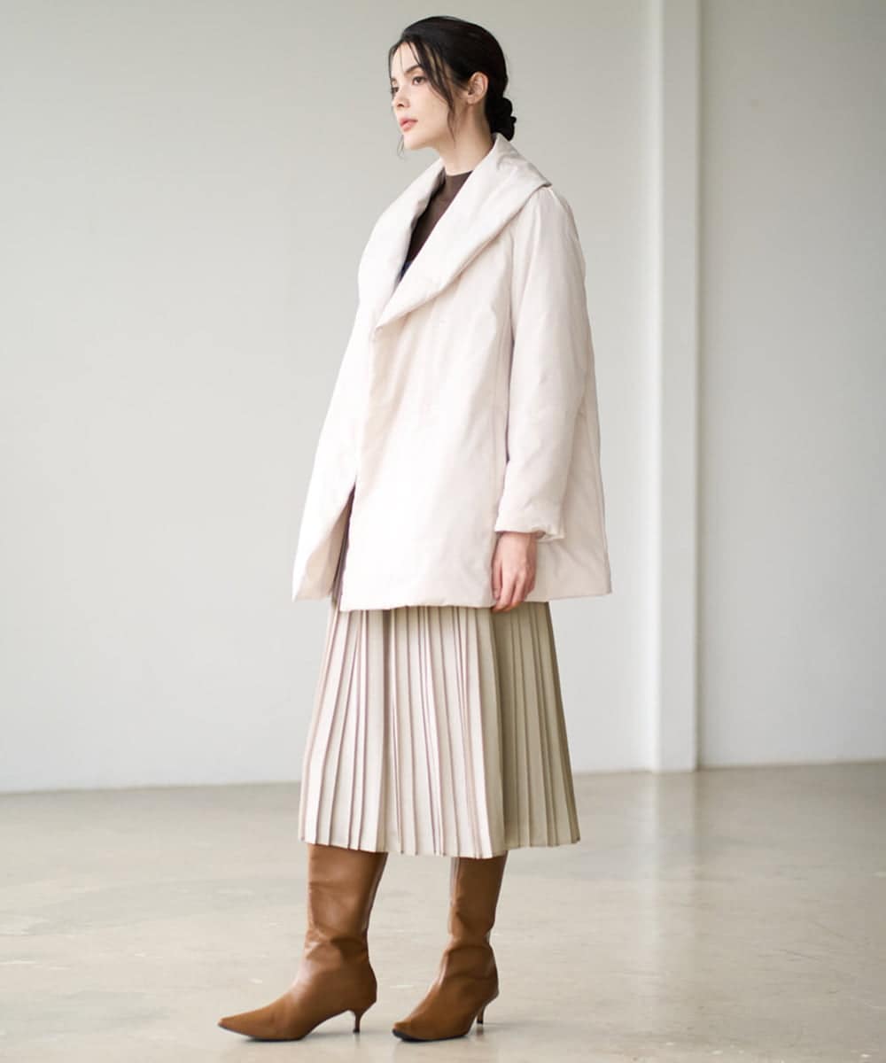 PJVAD43830 CHRISTIAN AUJARD Lサイズ(クリスチャン・オジャール Lサイズ) 【大きいサイズ/暖か･軽い】ミドル丈ダウンコート アイボリー