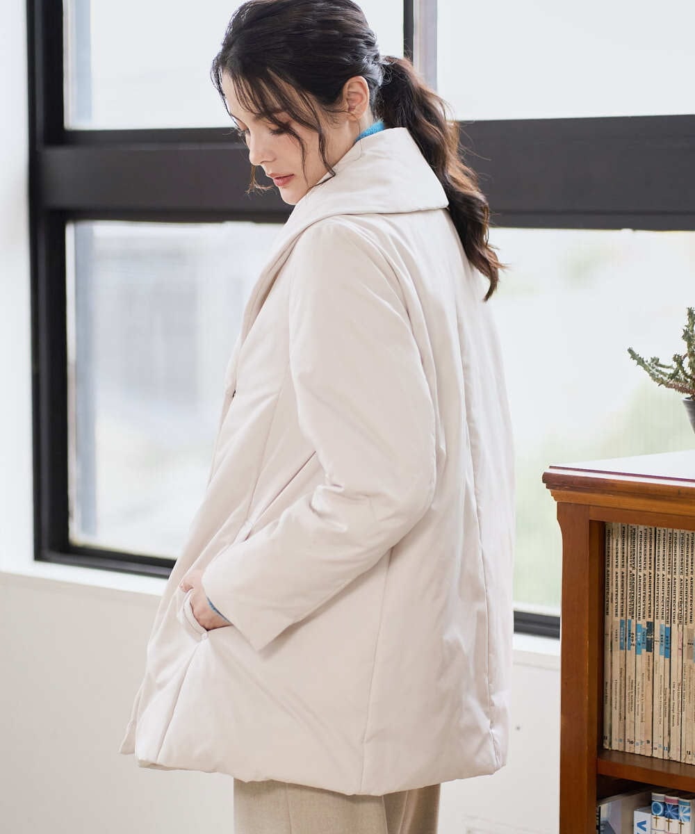 PJVAD43830 CHRISTIAN AUJARD Lサイズ(クリスチャン・オジャール Lサイズ) 【大きいサイズ/暖か･軽い】ミドル丈ダウンコート アイボリー