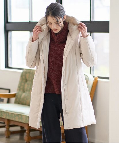 PJVAD44930 CHRISTIAN AUJARD Lサイズ 【大きいサイズ/暖か･軽い】フーディーダウンコート