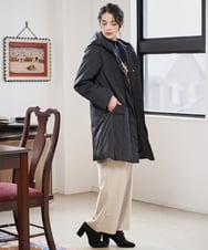 PJVAD44930 CHRISTIAN AUJARD Lサイズ(クリスチャン・オジャール Lサイズ) 【大きいサイズ/暖か･軽い】フーディーダウンコート ブラック