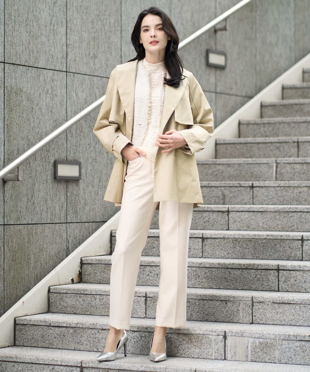 PJVEE04820 CHRISTIAN AUJARD Lサイズ(クリスチャン・オジャール Lサイズ) 【大きいサイズ/ライナー付】デザインハーフコート ベージュ