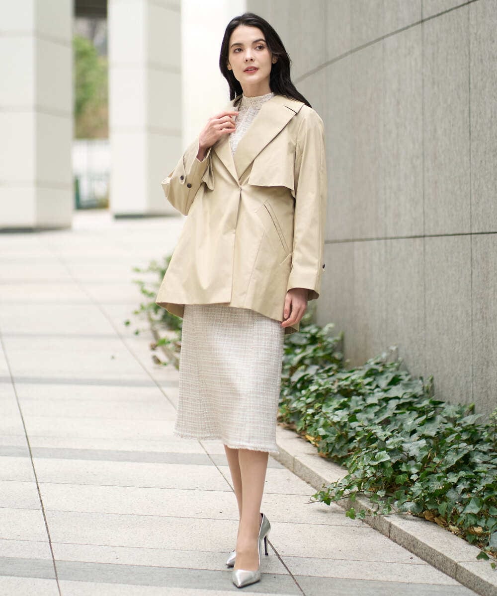 PJVEE04820 CHRISTIAN AUJARD Lサイズ(クリスチャン・オジャール Lサイズ) 【大きいサイズ/ライナー付】デザインハーフコート ベージュ