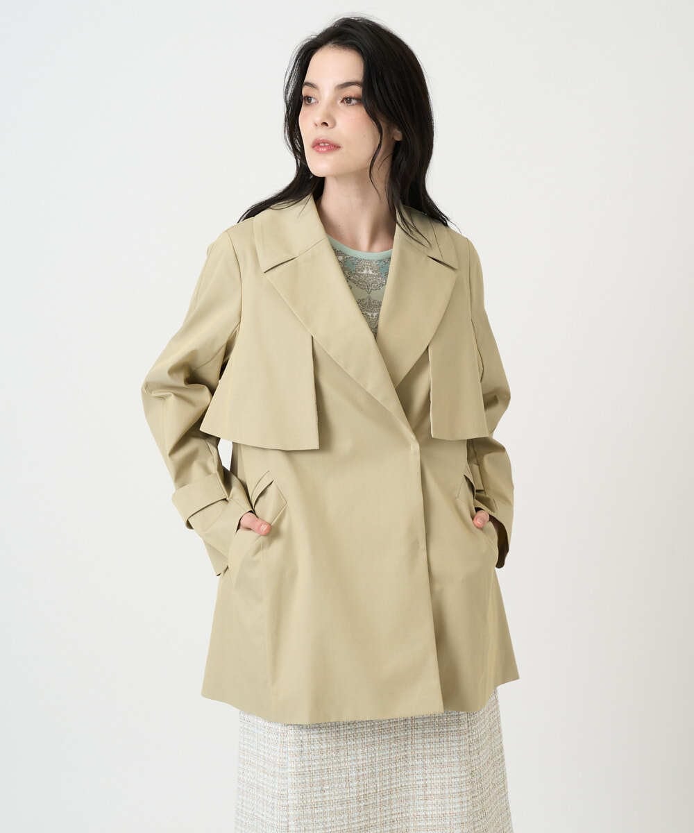 PJVEE04820 CHRISTIAN AUJARD Lサイズ(クリスチャン・オジャール Lサイズ) 【大きいサイズ/ライナー付】デザインハーフコート ベージュ