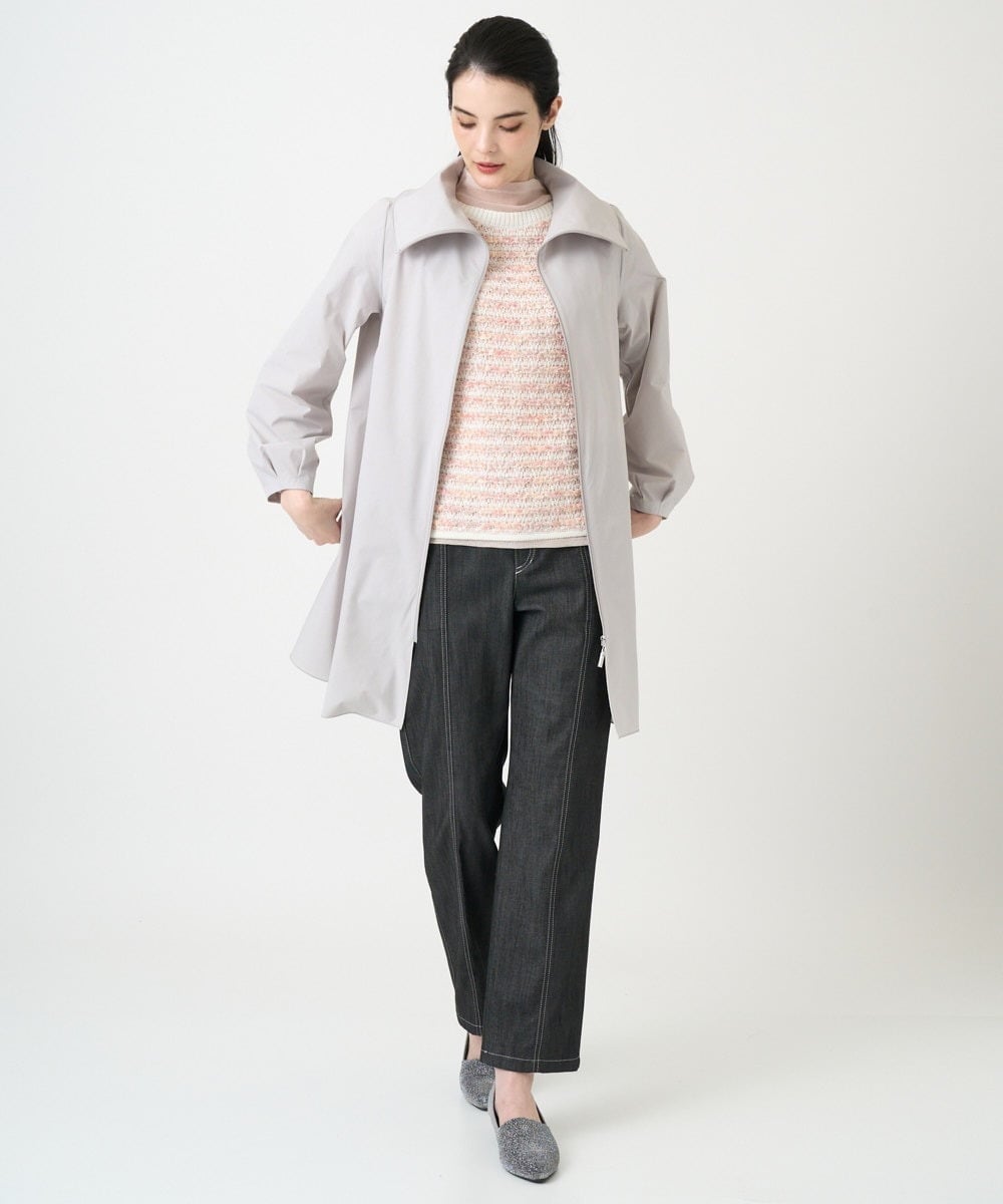 PJVEE16520 CHRISTIAN AUJARD Lサイズ(クリスチャン・オジャール Lサイズ) 【大きいサイズ/シワになりにくい】タフタジップアップコート ライトグレー