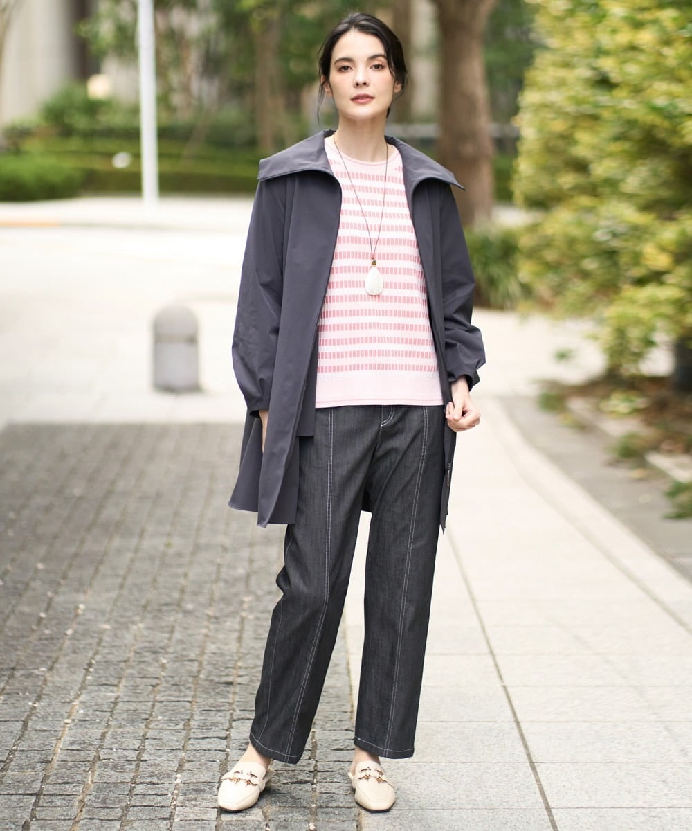 PJVEE16520 CHRISTIAN AUJARD Lサイズ(クリスチャン・オジャール Lサイズ) 【大きいサイズ/シワになりにくい】タフタジップアップコート ダークグレー