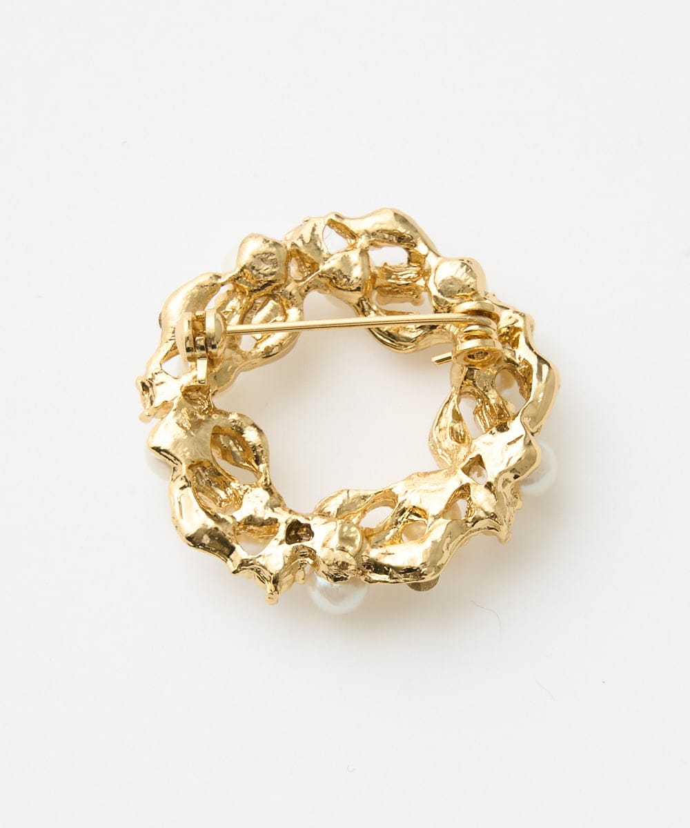 PL2ED11090 CHRISTIAN AUJARD(クリスチャン・オジャール) ツイストサークルブローチ アイボリー×ゴールド