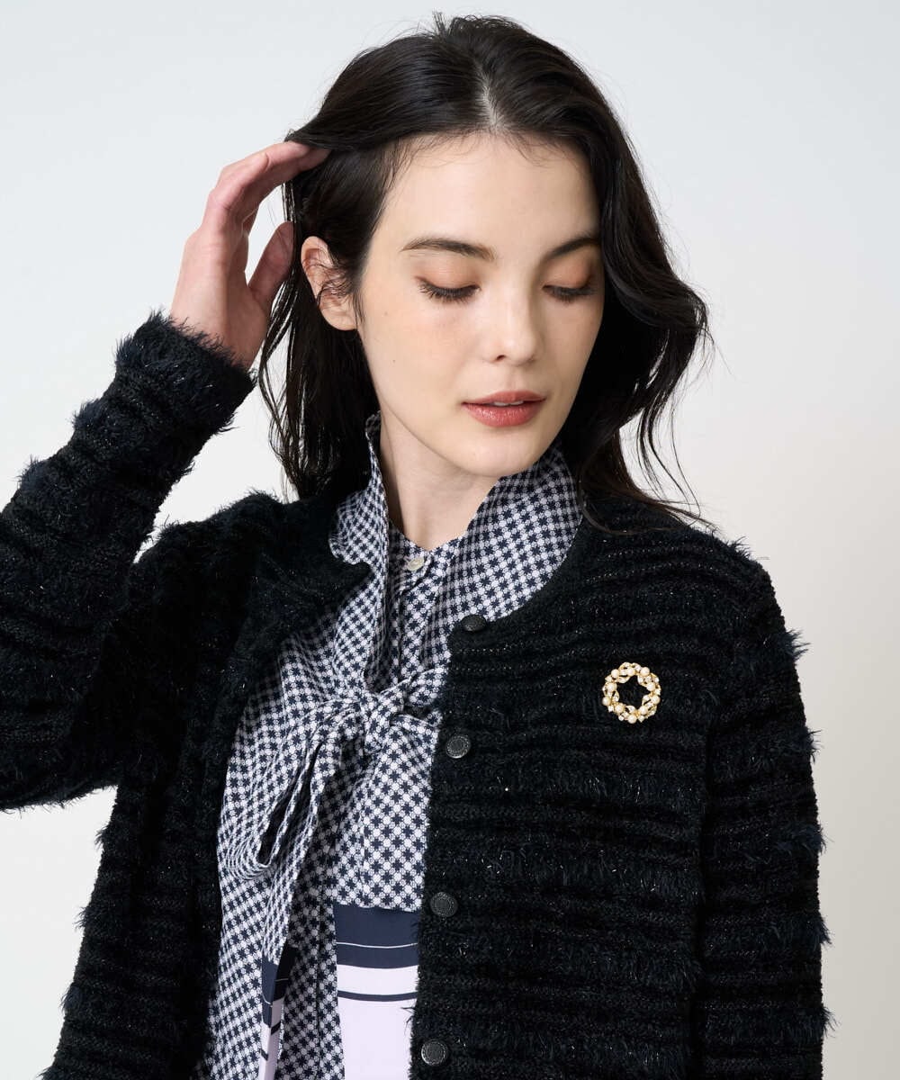 PL2ED11090 CHRISTIAN AUJARD(クリスチャン・オジャール) ツイストサークルブローチ アイボリー×ゴールド