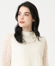 PL2EE01160 CHRISTIAN AUJARD(クリスチャン・オジャール) コットンパールネックレス グリーン×アイボリー系