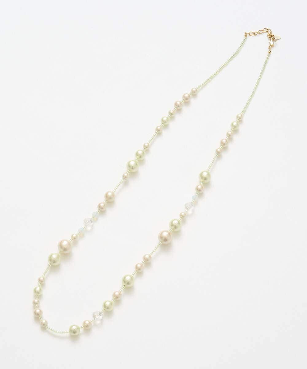 PL2EE01160 CHRISTIAN AUJARD(クリスチャン・オジャール) コットンパールネックレス グリーン×アイボリー系