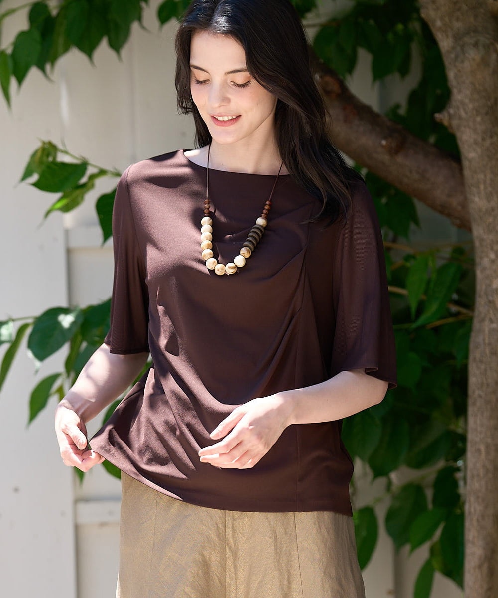 PL2GD21120 CHRISTIAN AUJARD(クリスチャン・オジャール) マーブル＆ウッドネックレス ベージュ