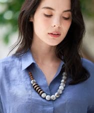 PL2GD21120 CHRISTIAN AUJARD(クリスチャン・オジャール) マーブル＆ウッドネックレス ライトグレー