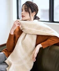 PL3AD08130 CHRISTIAN AUJARD(クリスチャン・オジャール) エアリーバイアスチェックストール ベージュ