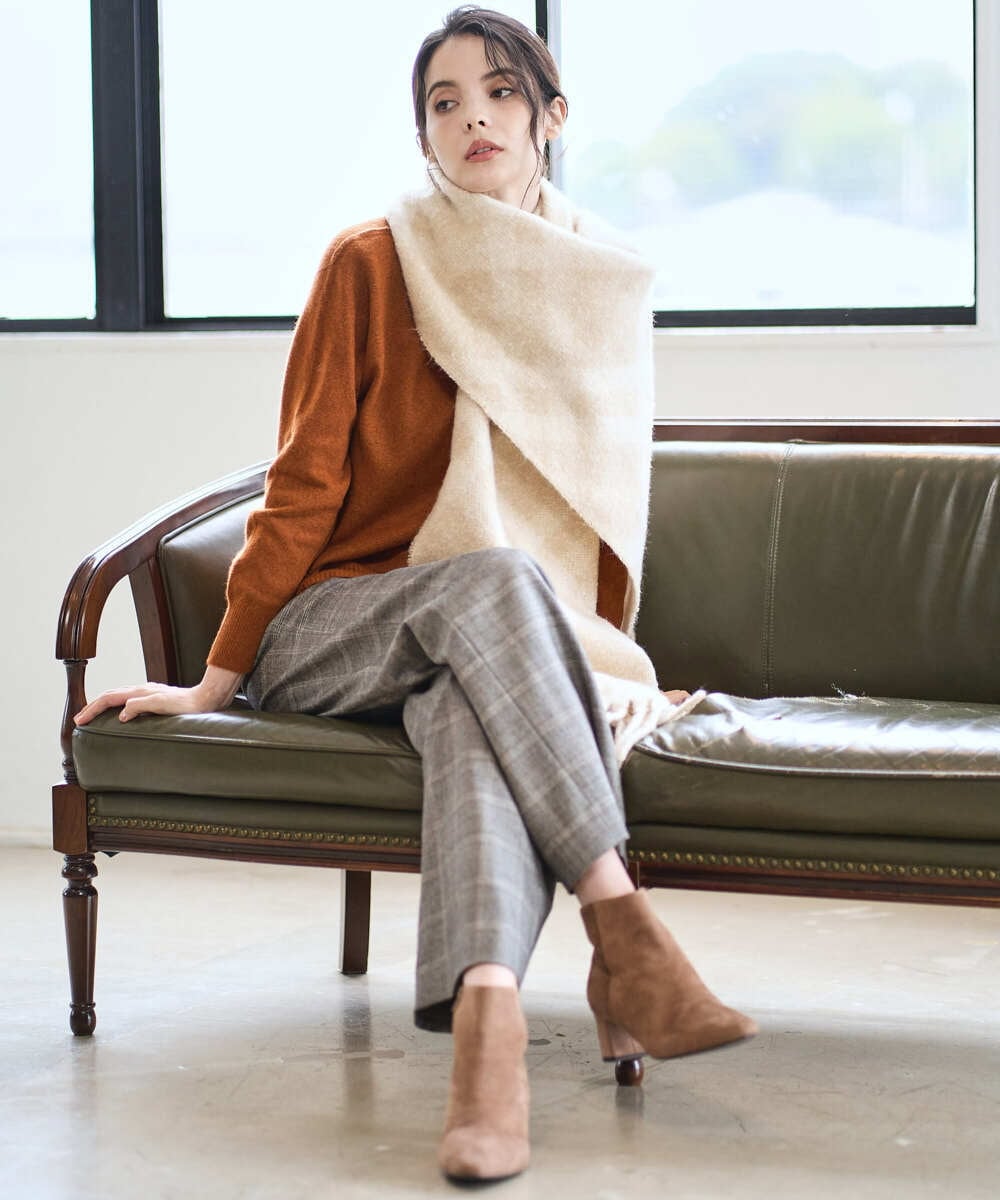 PL3AD08130 CHRISTIAN AUJARD(クリスチャン・オジャール) エアリーバイアスチェックストール ベージュ