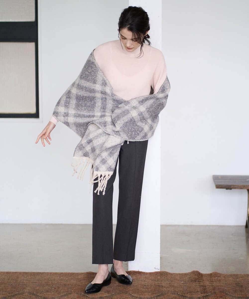 PL3AD08130 CHRISTIAN AUJARD(クリスチャン・オジャール) エアリーバイアスチェックストール ライトグレー