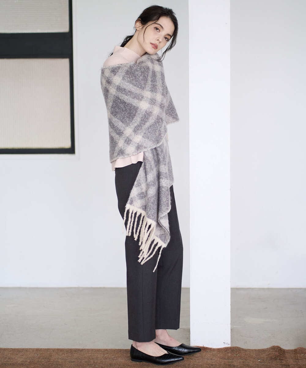 PL3AD08130 CHRISTIAN AUJARD(クリスチャン・オジャール) エアリーバイアスチェックストール ライトグレー