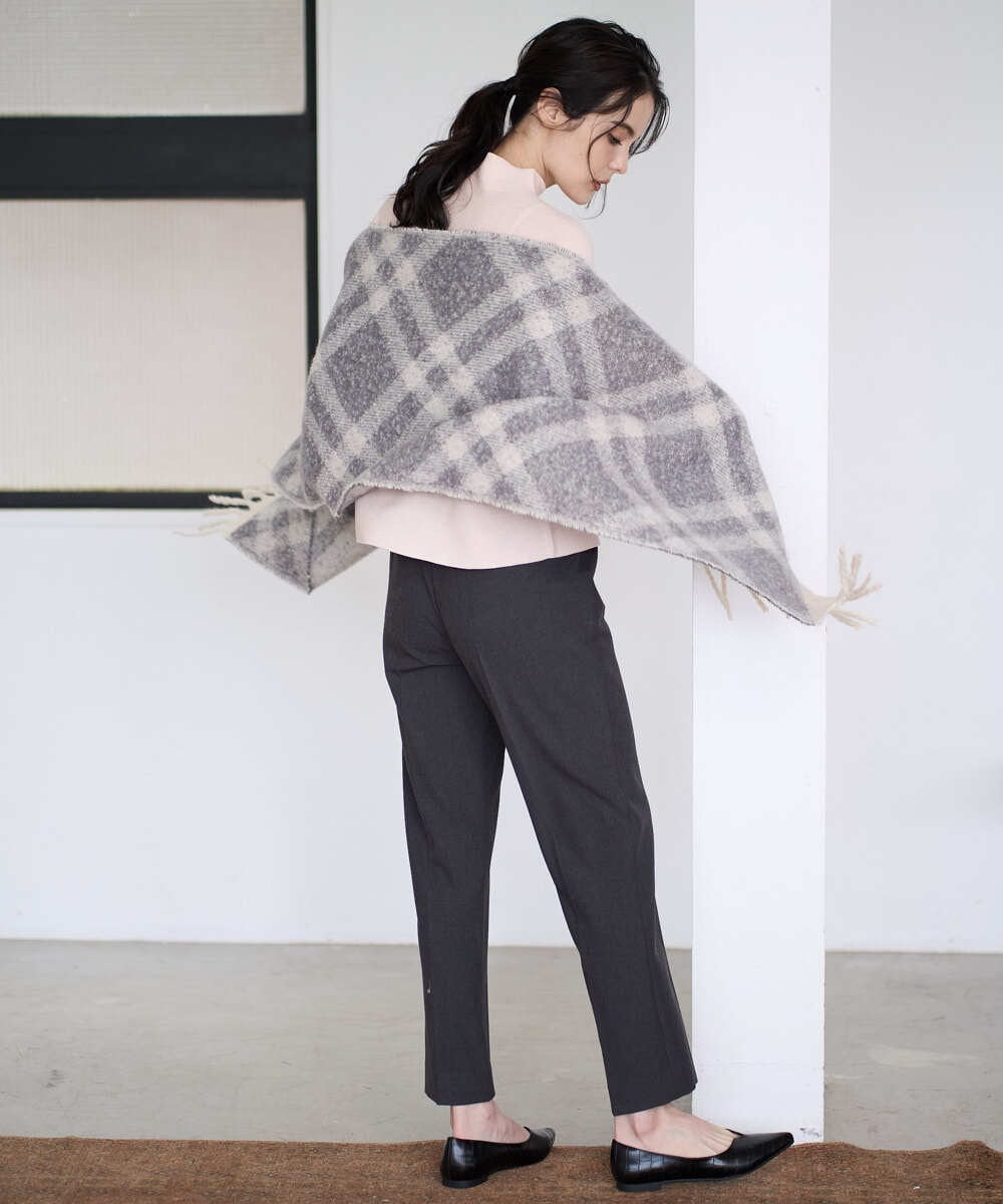 PL3AD08130 CHRISTIAN AUJARD(クリスチャン・オジャール) エアリーバイアスチェックストール ライトグレー