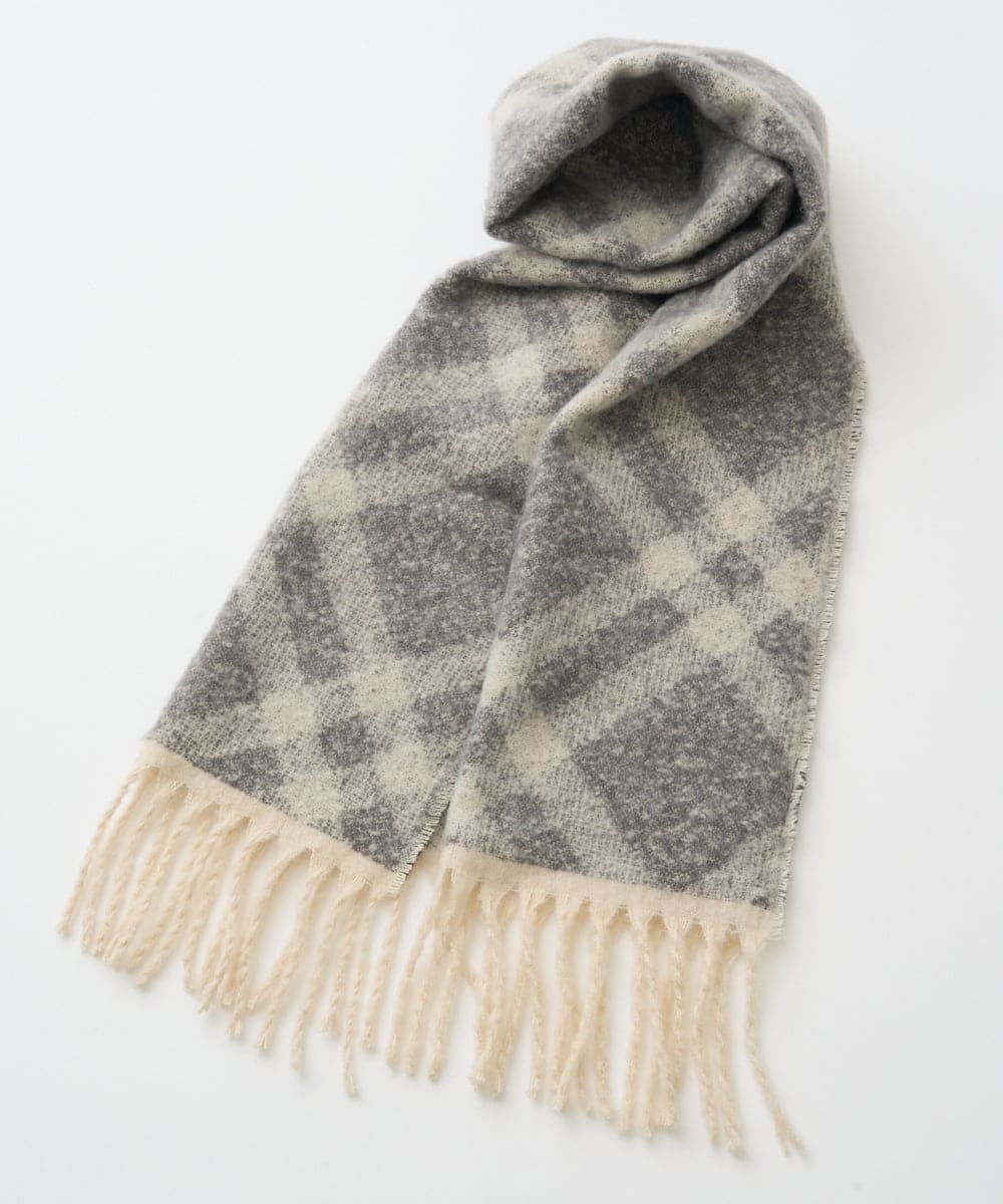 PL3AD08130 CHRISTIAN AUJARD(クリスチャン・オジャール) エアリーバイアスチェックストール ライトグレー