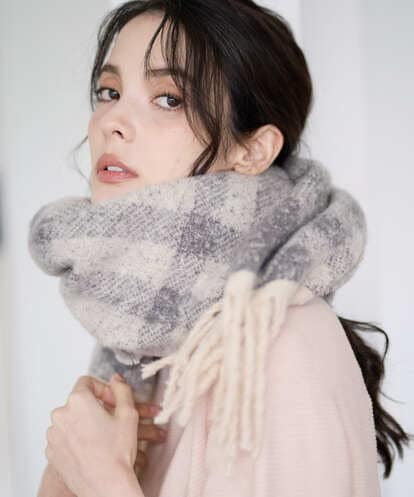 PL3AD08130 CHRISTIAN AUJARD エアリーバイアスチェックストール