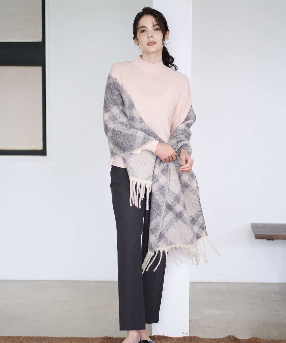 PL3AD08130 CHRISTIAN AUJARD(クリスチャン・オジャール) エアリーバイアスチェックストール ライトグレー