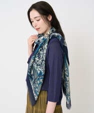 PL3AE13190 CHRISTIAN AUJARD(クリスチャン・オジャール) [イタリア製]サラサ柄ストール ネイビー系