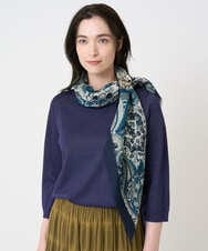 PL3AE13190 CHRISTIAN AUJARD(クリスチャン・オジャール) [イタリア製]サラサ柄ストール ネイビー系