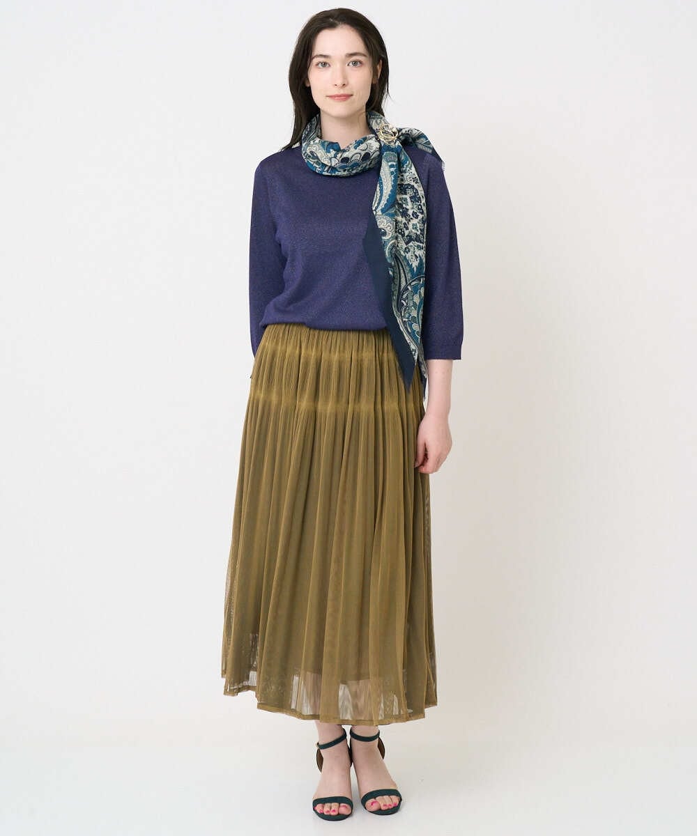 PL3AE13190 CHRISTIAN AUJARD(クリスチャン・オジャール) [イタリア製]サラサ柄ストール ネイビー系