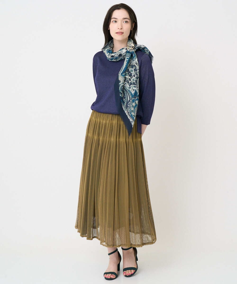 PL3AE13190 CHRISTIAN AUJARD(クリスチャン・オジャール) [イタリア製]サラサ柄ストール ネイビー系