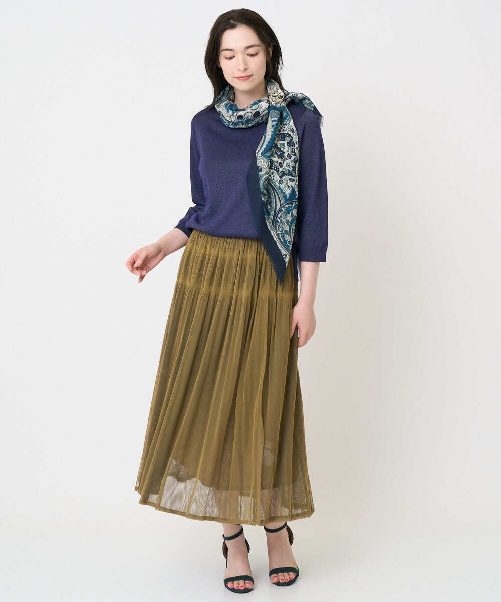 PL3AE13190 CHRISTIAN AUJARD(クリスチャン・オジャール) [イタリア製]サラサ柄ストール ネイビー系