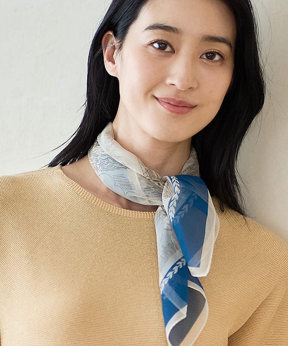 PL3GD13150 CHRISTIAN AUJARD(クリスチャン・オジャール) マリンシルクスカーフ ブルー