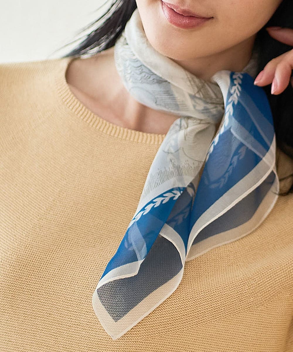 PL3GD13150 CHRISTIAN AUJARD(クリスチャン・オジャール) マリンシルクスカーフ ブルー