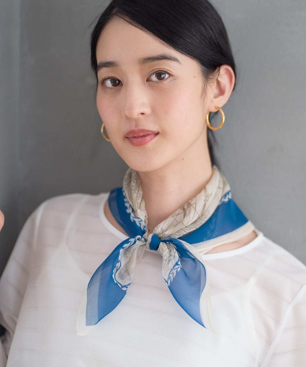 PL3GD13150 CHRISTIAN AUJARD(クリスチャン・オジャール) マリンシルクスカーフ ブルー