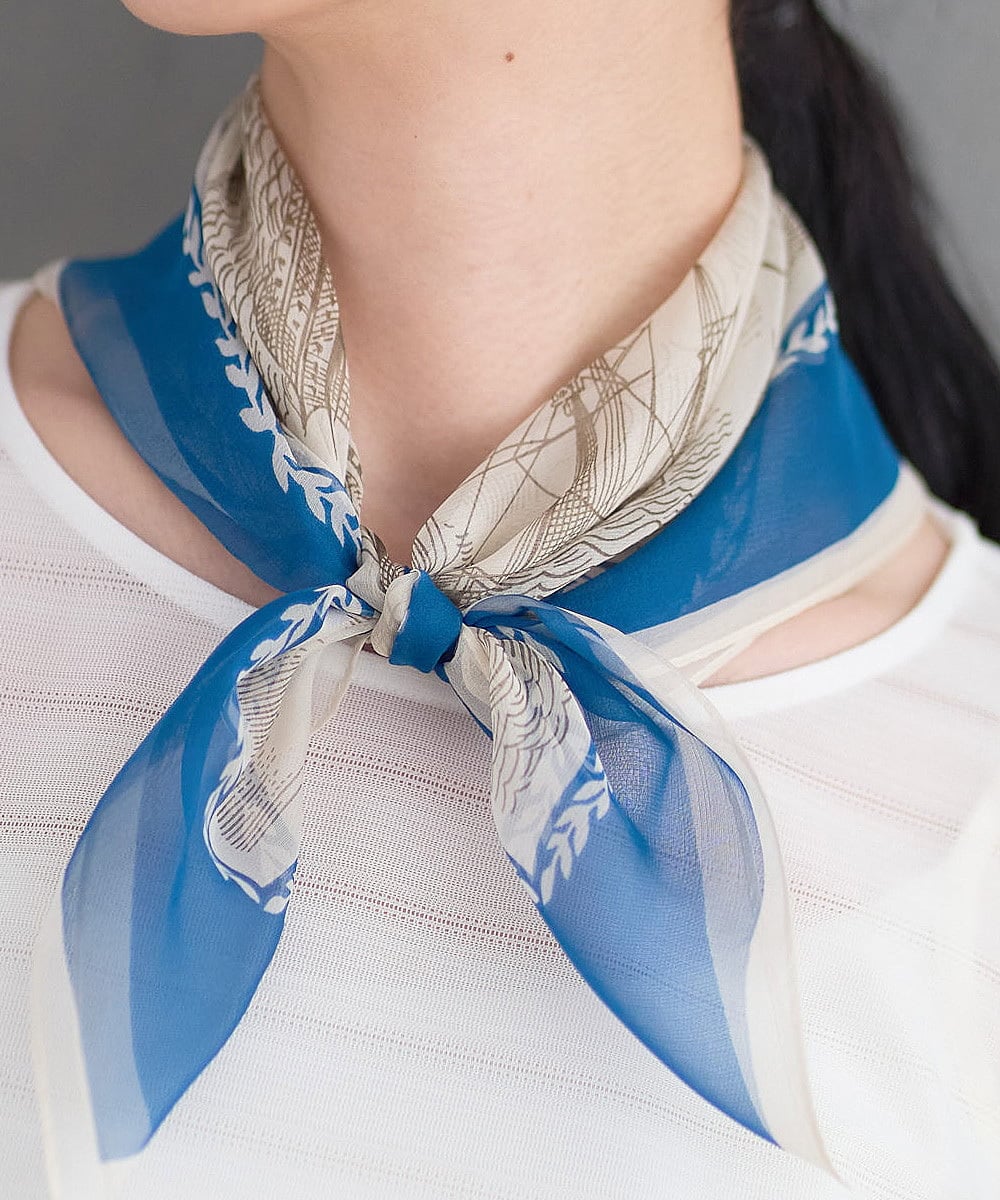 PL3GD13150 CHRISTIAN AUJARD(クリスチャン・オジャール) マリンシルクスカーフ ブルー